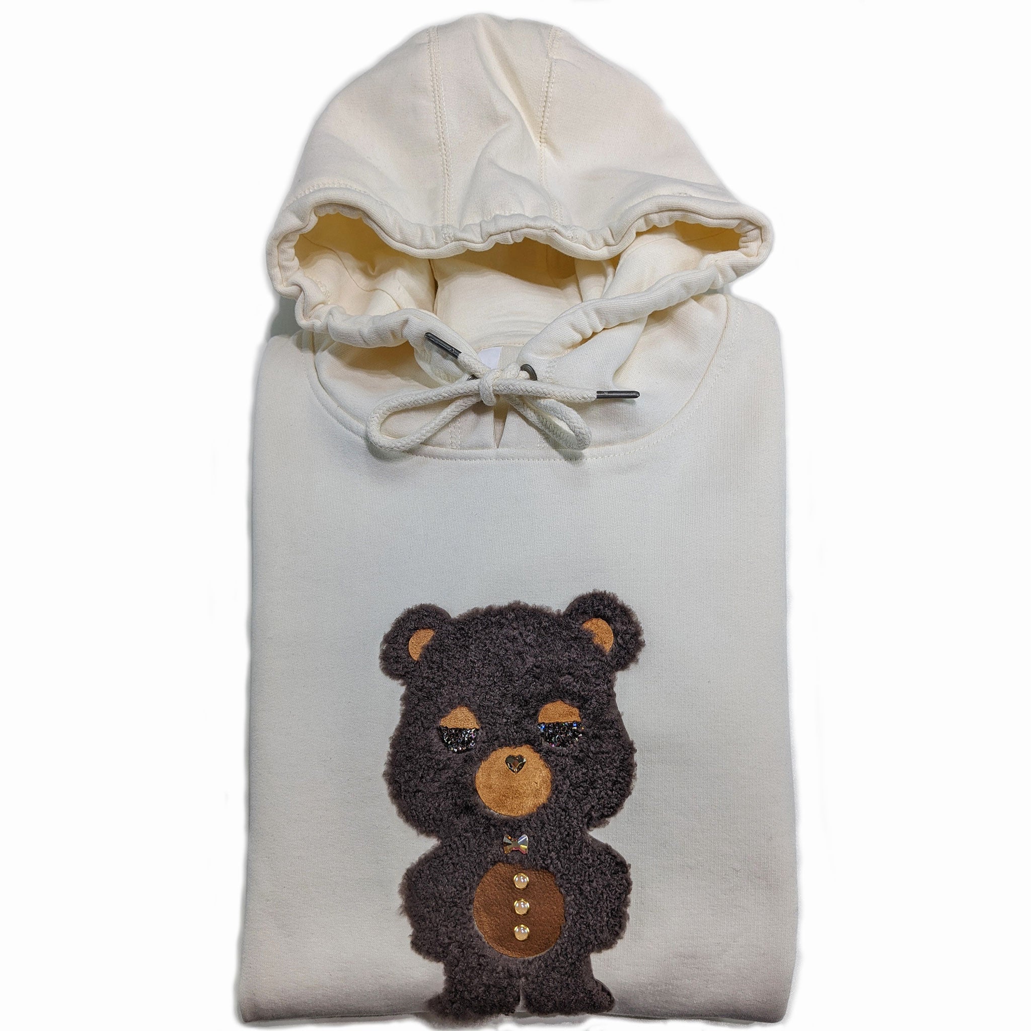 Brown Skin Black Sheep Bear  | Men’s Organic Cotton Hoodie with Crystal Detail